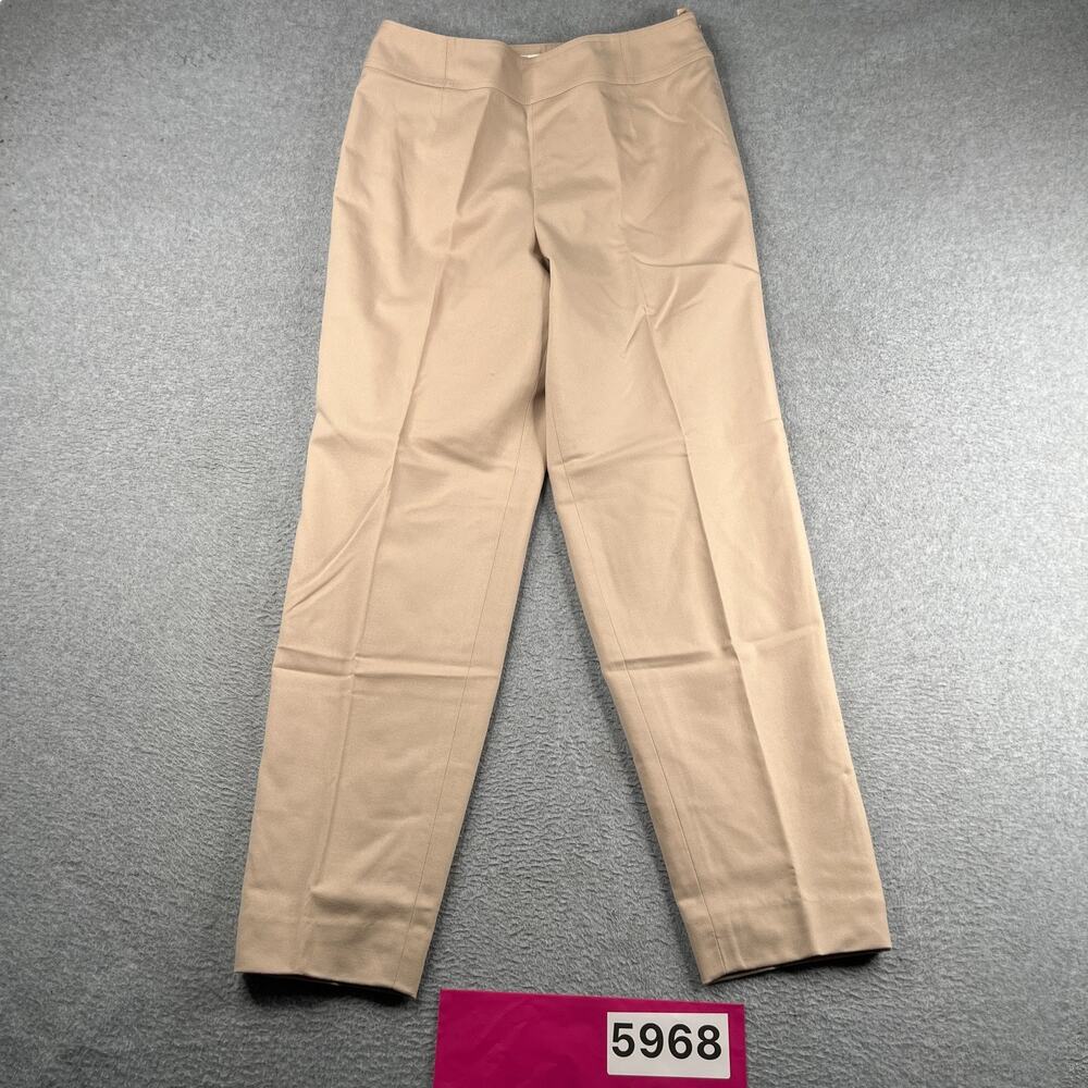 Talbots Wool Casual Pants Flat Front Beige Womens Size 8 Side Zip